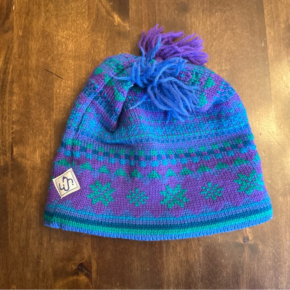 Vtg MERKLEY 100% Wool Purple Ski Hat Beanie No-Itch‎ Underband Canada Winter